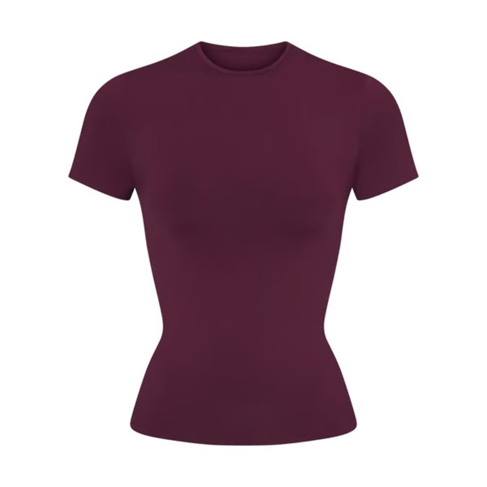 Skims Soft Smoothing Tshirt in Deep Berry - Picture 2 of 2